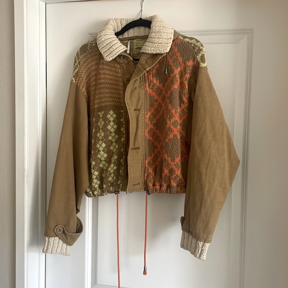 COPY - Free People Funky canvas Hooded Bomber Jacket! - Picture 1 of 5